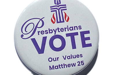 Presbyterians vote button